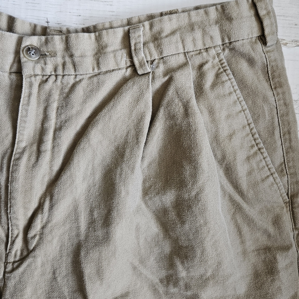 Caribbean Linen‎ Blend Pleated Khaki Shorts Size 38